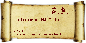 Preininger Mária névjegykártya